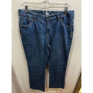 SO Jeans Womens 16.5 Bootcut Blue Mid Rise Stretch Denim Flap Pockets Classic